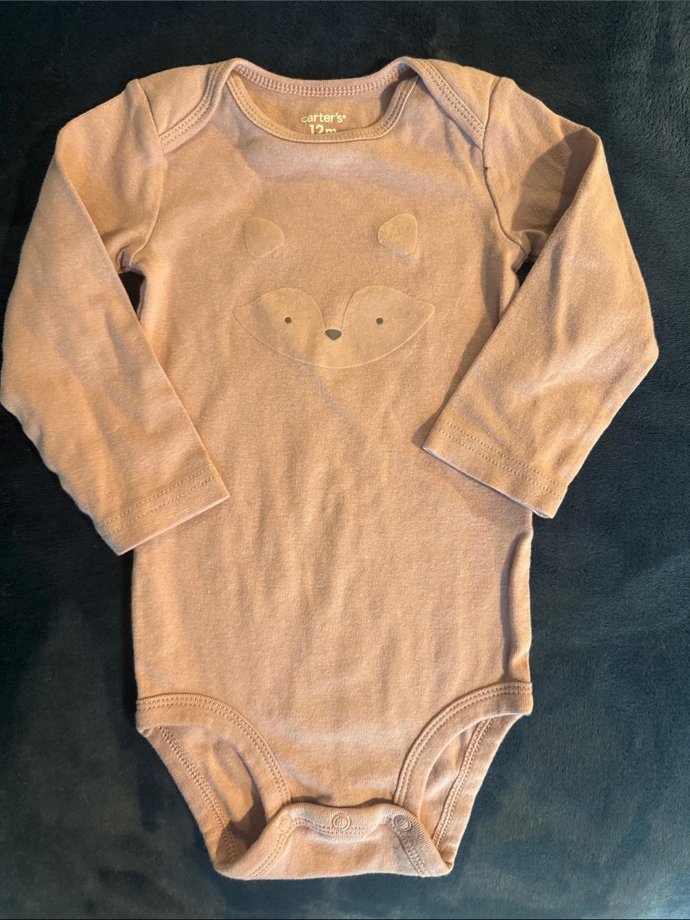 Carter's Long-Sleeve One-Piece in plum with Fox Face
